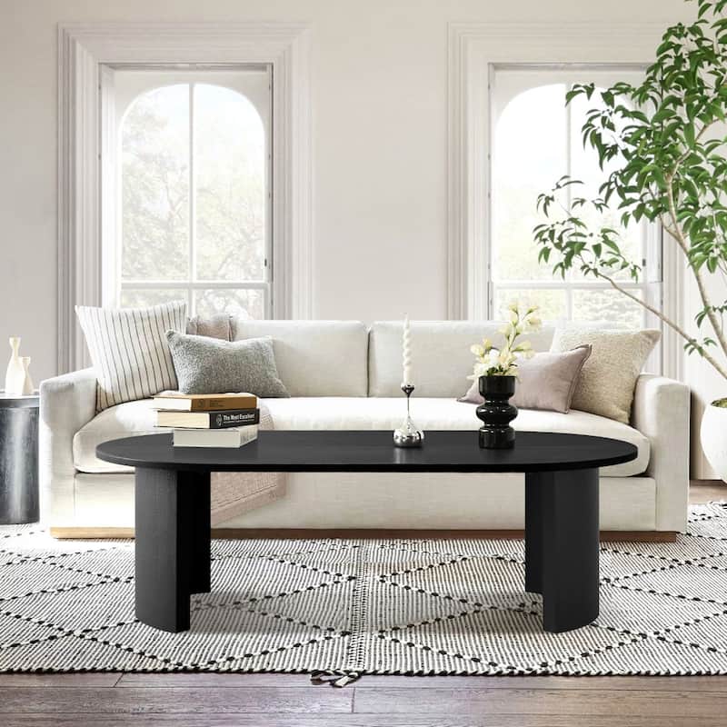 51" Large Oval Coffee Table - Black - MDF