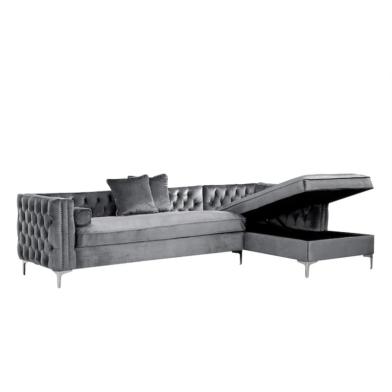 Dante Velvet Chaise Sectional Sofa