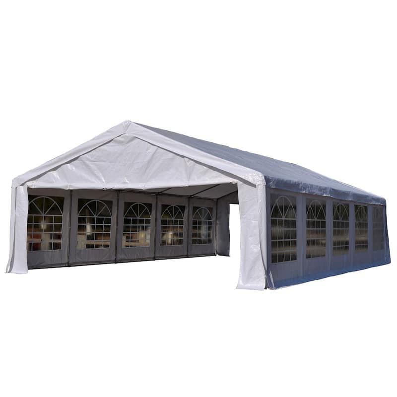 Outsunny Large White Outdoor Canopy Tent w/ Removable Protective Sidewalls