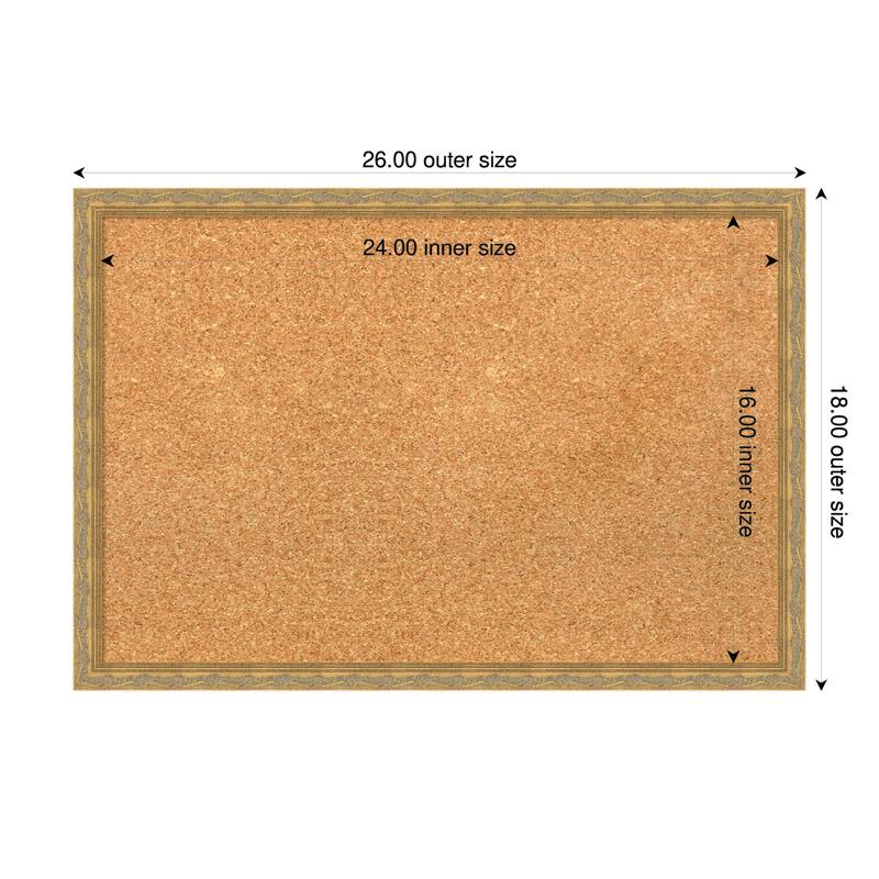 Mila Dark Gold Wood Framed Cork Board - Bulletin Board, Organization Board, Pin Board - Natural - 26 x 18 in