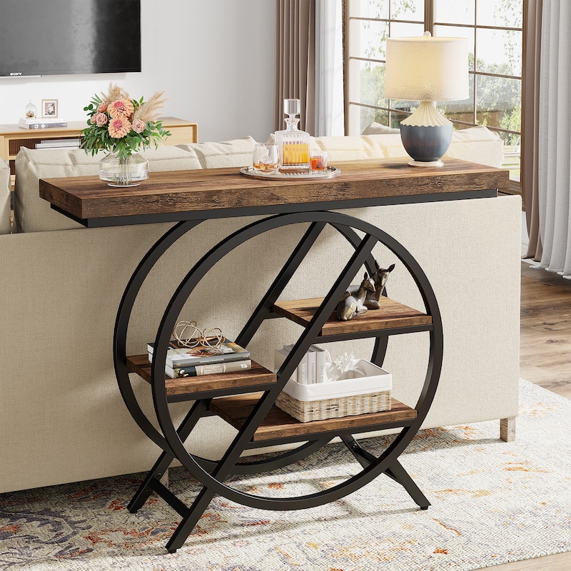 39.4-Inch Console Table, 4- Tier Industrial Entryway Table