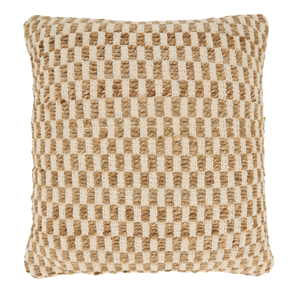 Artisanal Jute and Cotton Woven Throw Pillow