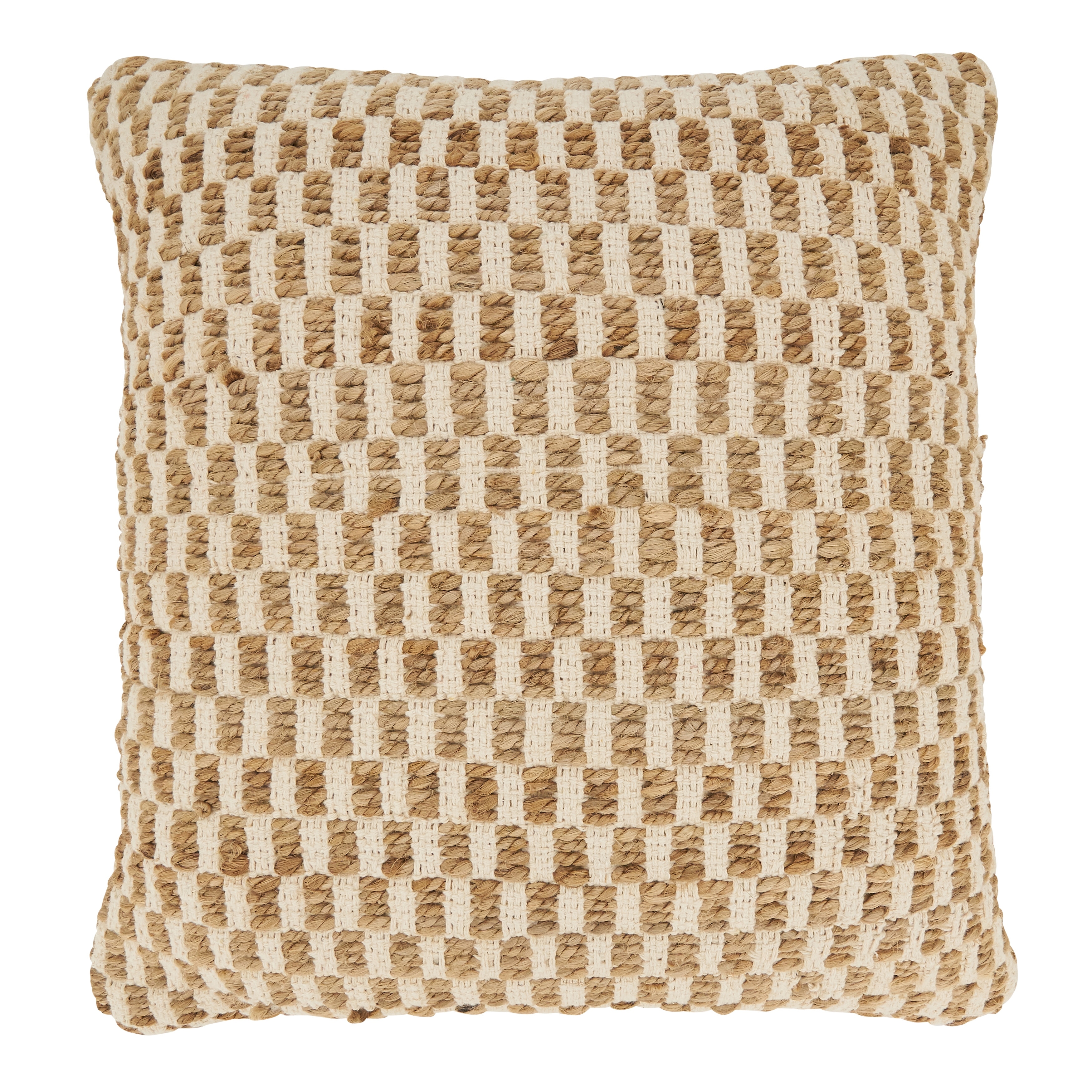 Artisanal Jute and Cotton Woven Throw Pillow