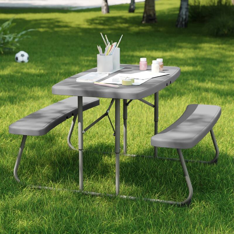 Indoor/Outdoor Commercial Grade Kids Folding Picnic Table with Benches - 37.5"D x 32.625"W x 21.5"H