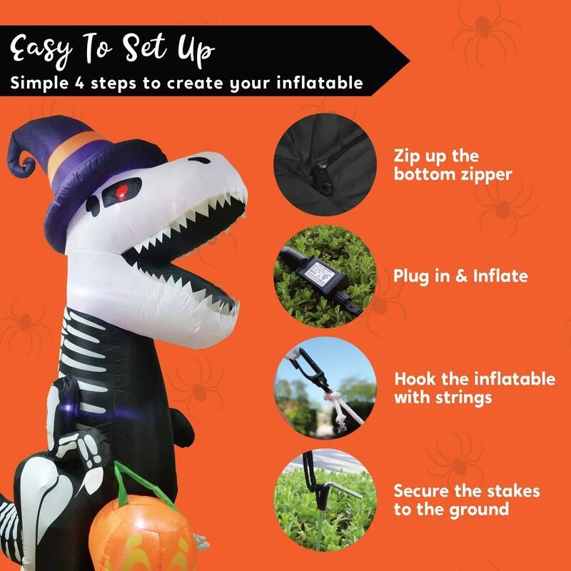 Joyfy 8 FT Halloween LED Skeleton Dinosaur Decoration