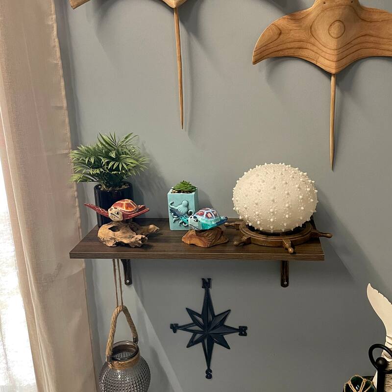 Handcrafted Sea Turtle Sculptures Set Of 2, Coastal Wood Art, Ocean - 4 X 7 X 5 inches