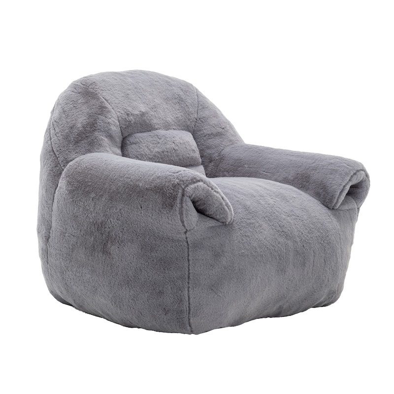 Comfy Bean Bag Sofa With Back Support, Faux Fur Bean Bag Chair For Adults And Kids