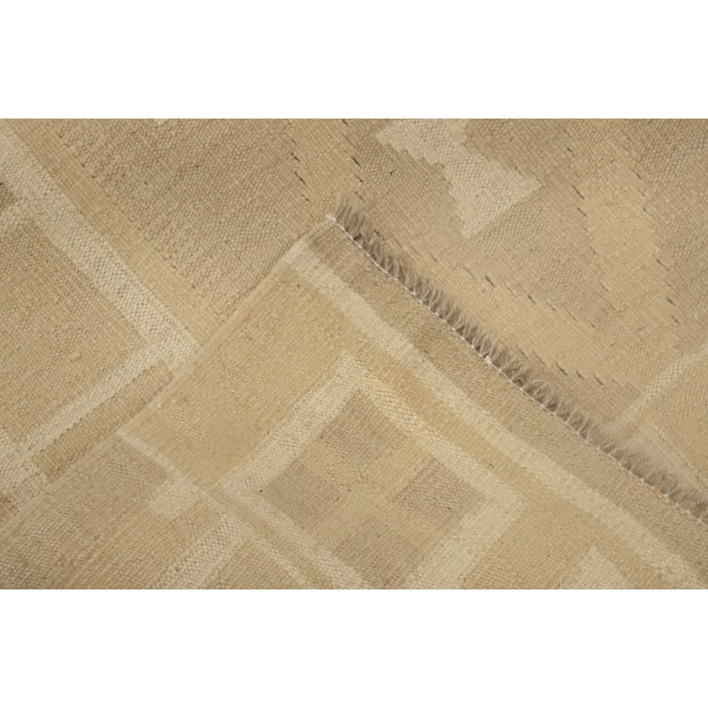 Hand Woven Oriental 100% Wool Carpet Southwestern Tribal Beige & Ivories Kilim Runner Rug - 10' 0'' X 2' 9''