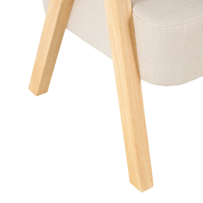 Polyester Arched Boucle Living Room Accent Chair with Brown Angled Wooden Legs - Beige - Roche River Decor