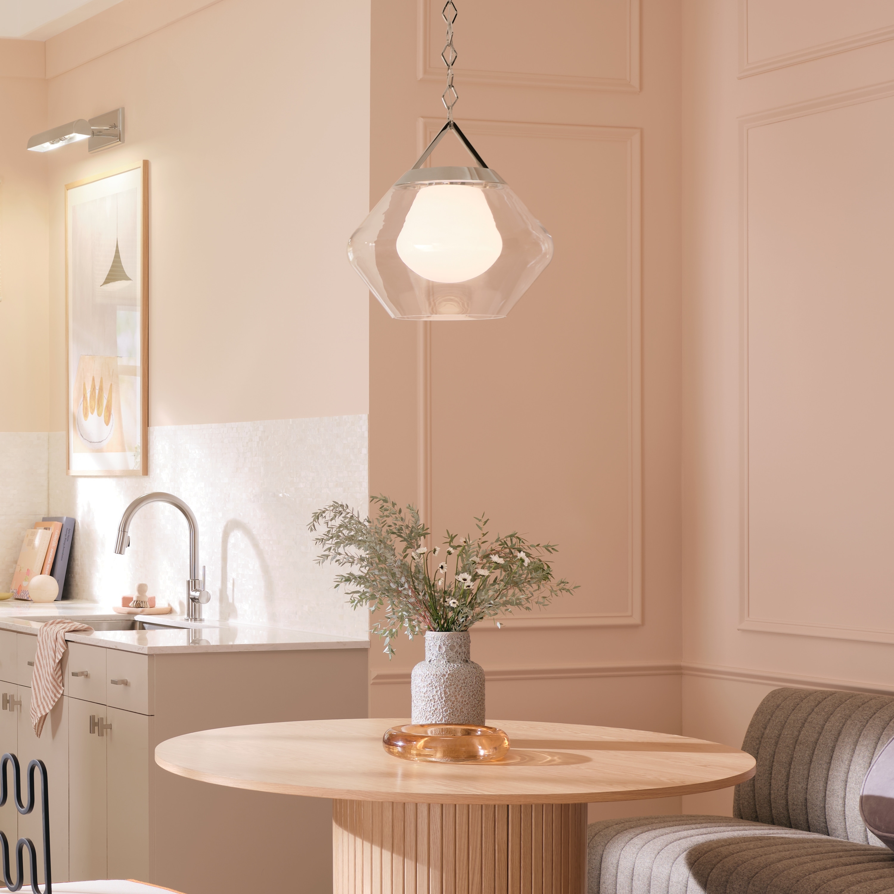Kichler Lighting Nella 16 Inch 1 Light Pendant with Clear Outer Glass with Opal Interior Glass in Polished Nickel - 12