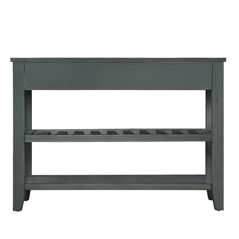3-Tier Console Table, 42" Solid Wood Entryway Table Pine Accent Table