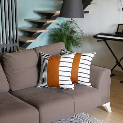 Vegan Faux Leather Throw Pillow Cover (Set of 2)