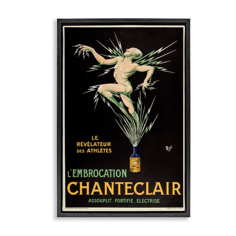 Stupell Vintage Chanteclair Wine Framed Floater Canvas Wall Art Design By Marcus Jules - 17 x 25 - Black