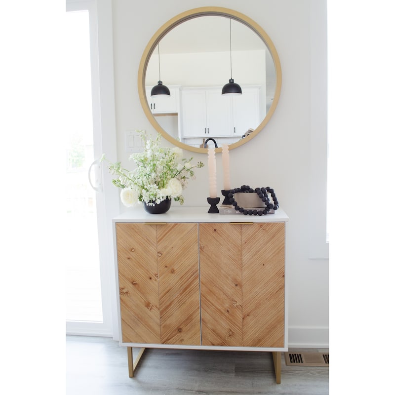Nathan James Enloe Rustic Doors Metal Base Free Standing Modern Storage Cabinet for Entryway