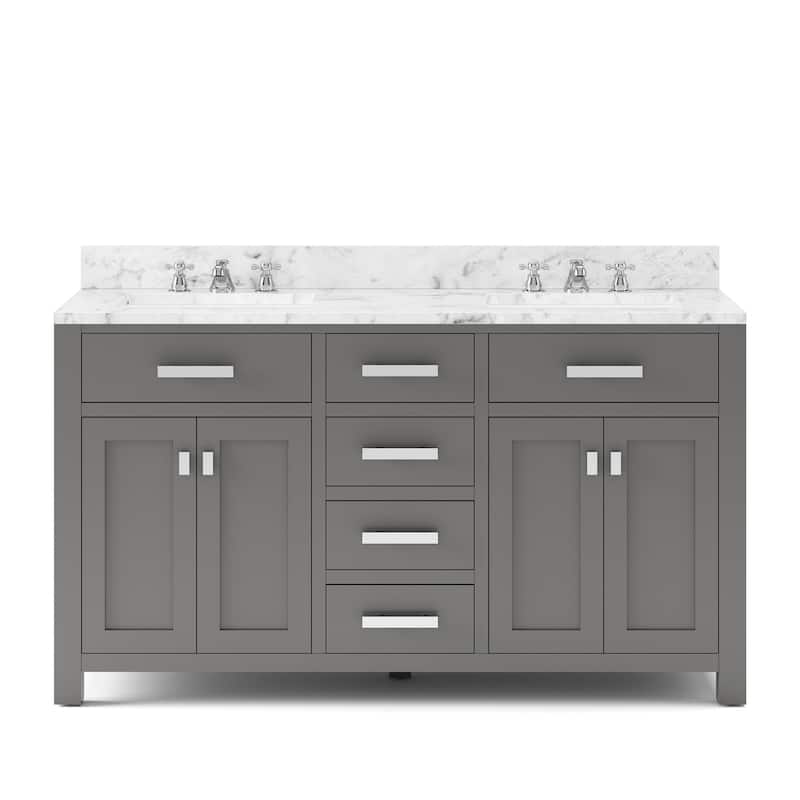 Water Creation Madison 60-inch Cashmere Grey Double Sink Bathroom Vanity