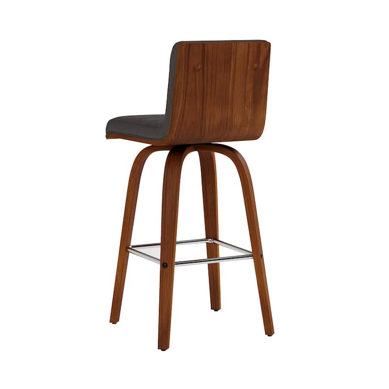Skara Mid-Century Swivel Counter Stool, Upholstered Counter Height Chair with Bentwood Legs