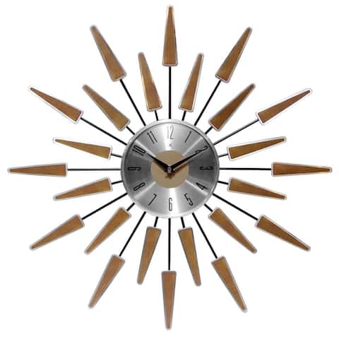 Satellite Starburst Mid-Century Modern Large 23 inch Wall Clock by Infinity Instruments - 23 x 2 x 23