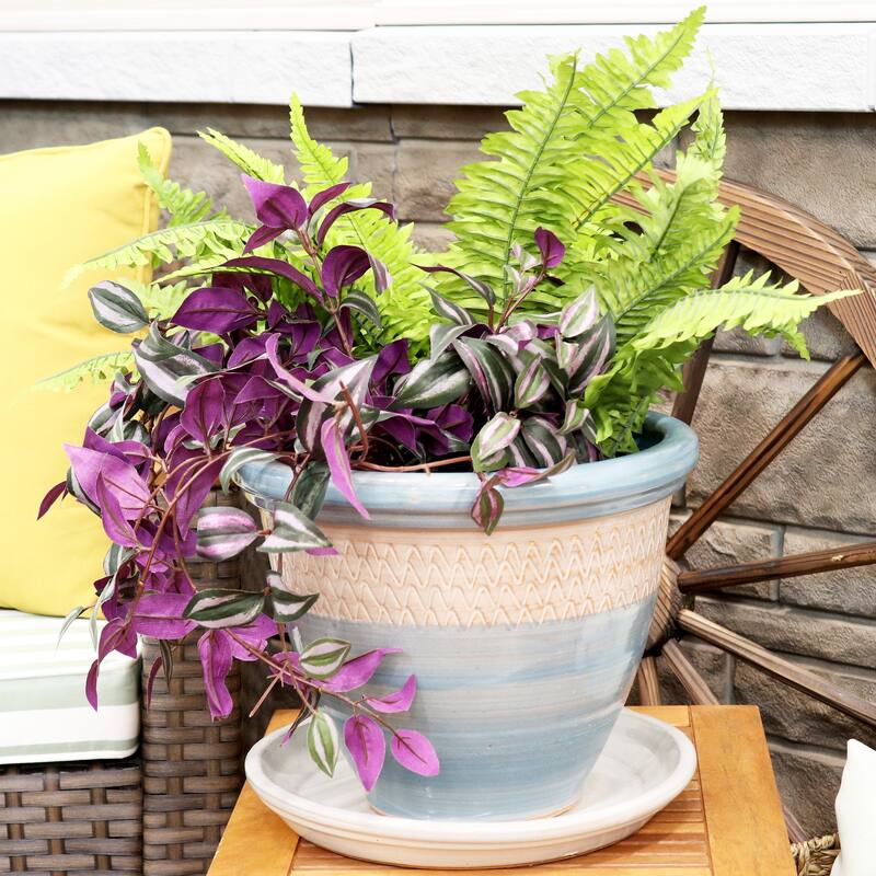 Sunnydaze Set of 2 Glazed Ceramic Planter Saucers - 9"