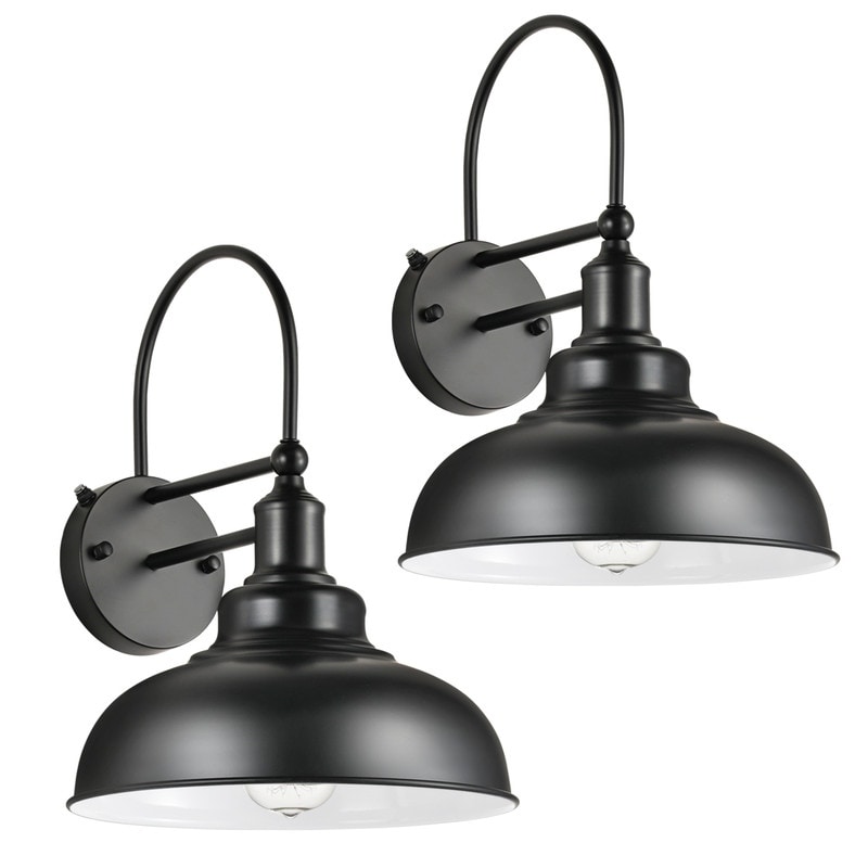Dusk to Dawn Waterproof Farmhouse Gooseneck Wall Lights - Perfect for Outdoor Porches & Garages (Set of 2 No bulbs)