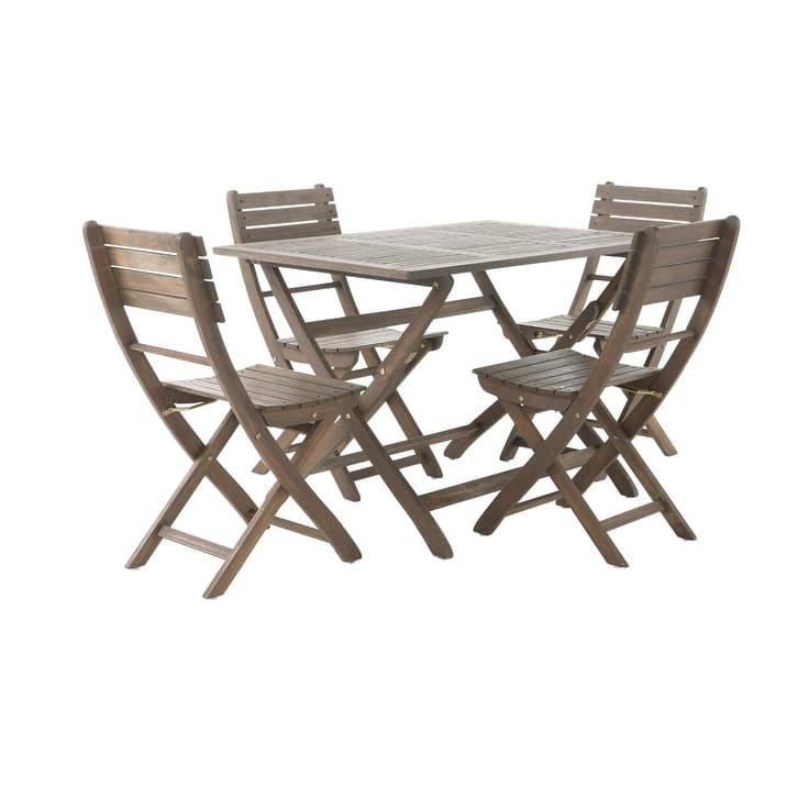 5-Piece Outdoor Acacia Wood Folding Dining Set with Folding Table and 4 Folding Chair