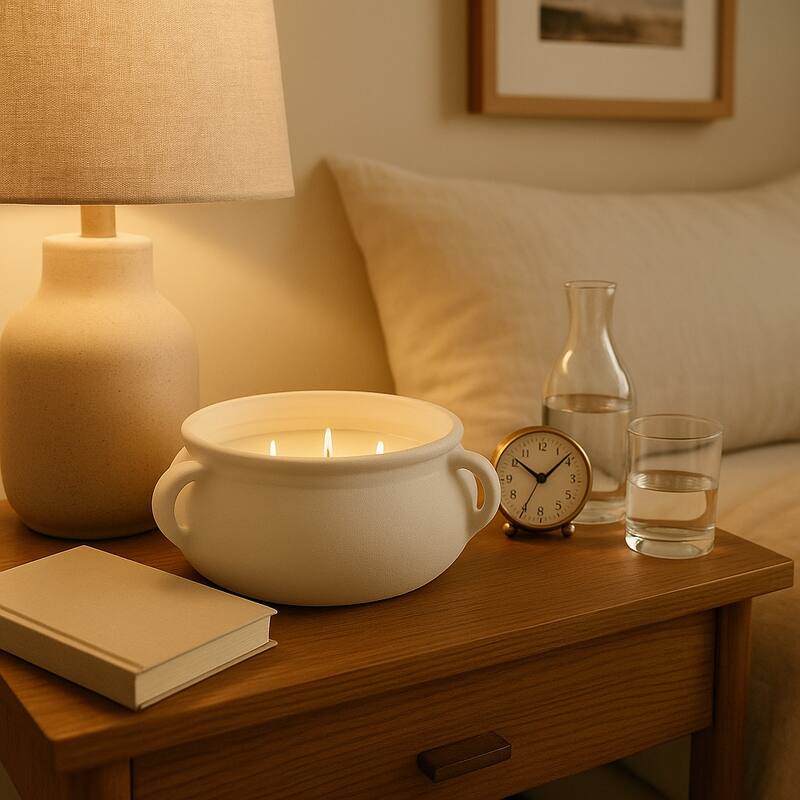 Ceramic Decorative Candle Modern Casual Design Home Office - 11" White - 11.0"