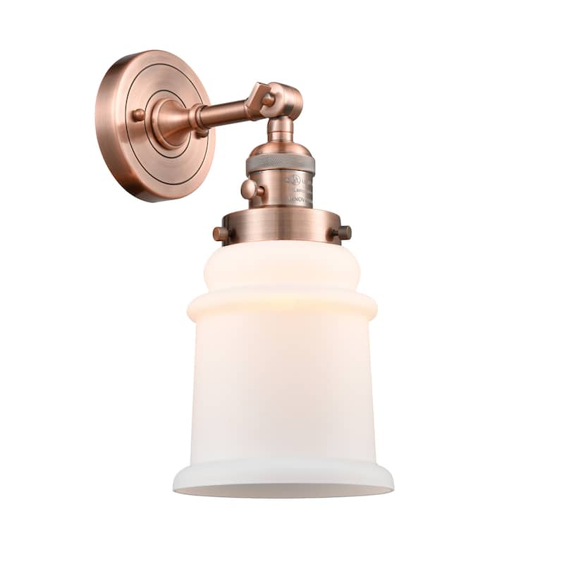 Innovations Lighting Canton Single Light 11" Tall Bathroom Sconce - 3 - Antique Copper / Matte White