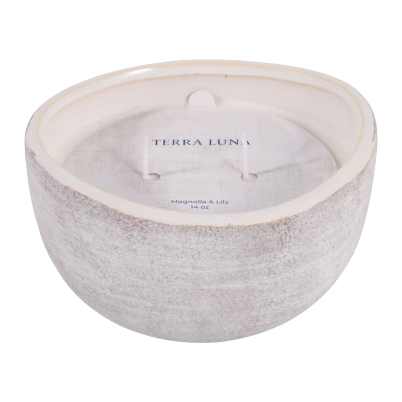 Decorative Textured Ceramic Magnolia and Lily Scented Candle