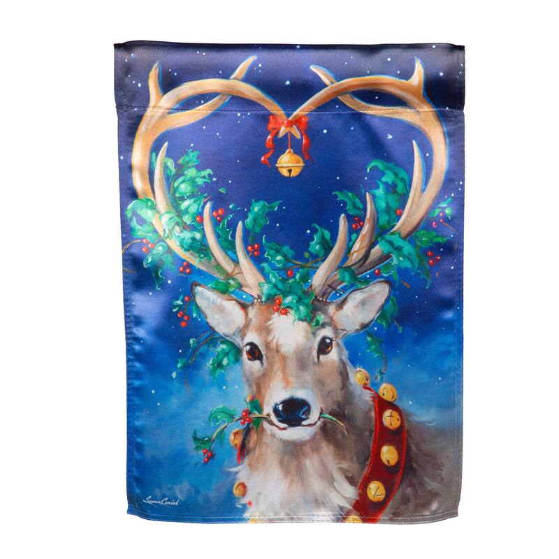 12.5 in. x 18 in. Santa's Reindeer Lustre Garden Flag - Multicolor