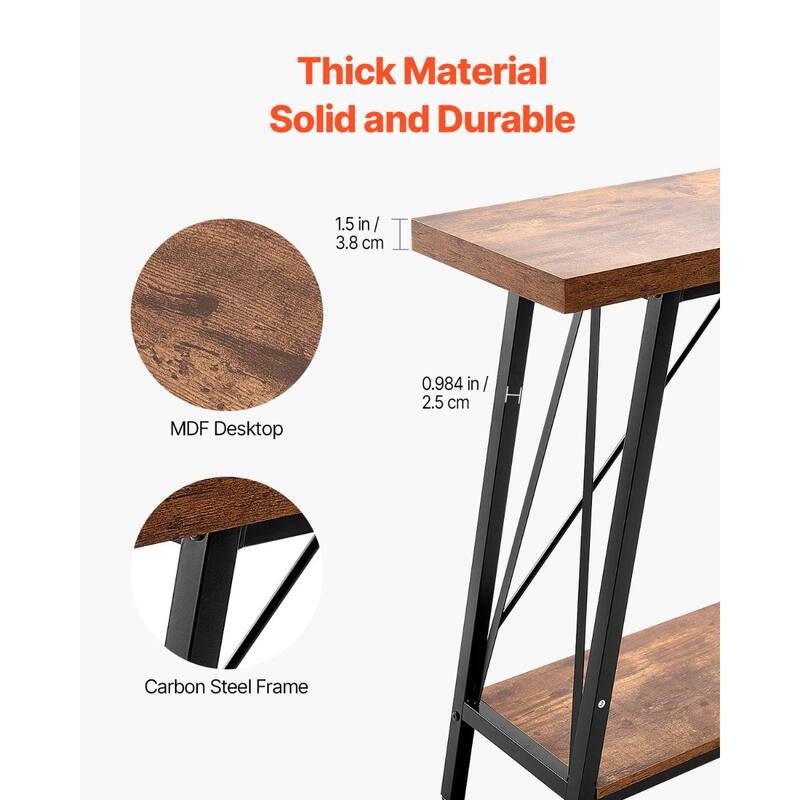 Narrow Console Table with Metal Frame, 70.9" Entryway Table - 70.9 x 11.8 x 31.5 in