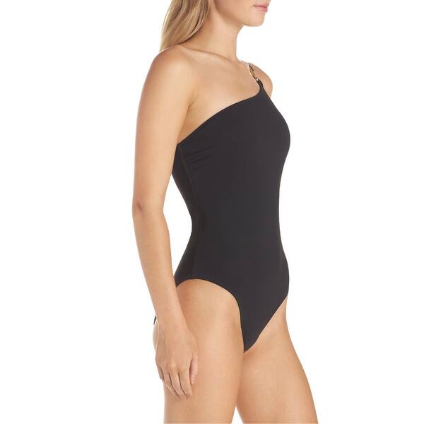 Shop Tory Burch Black Womens Medium M One Shoulder One Piece