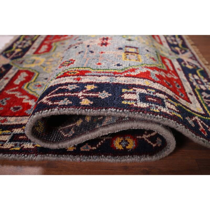 Geometric Kazak Oriental Accent Rug Handmade Traditional Wool Carpet - 3'0"x 4'11"