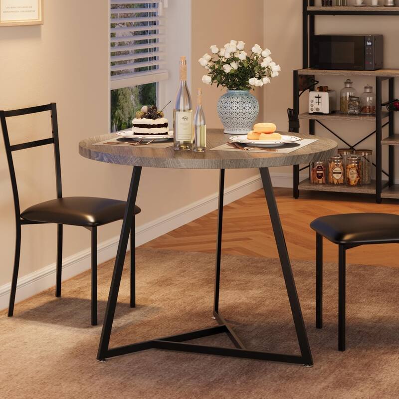 Dining Table Set for 2 with Upholstered Chairs, Kitchen Table and Chairs for 2, 3 Piece Dining Room Table Set - Grey