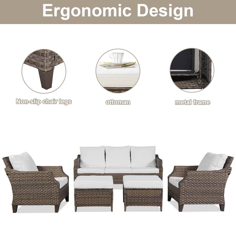 5 Piece Outdoor Patio Sofa Chair Furniture Set