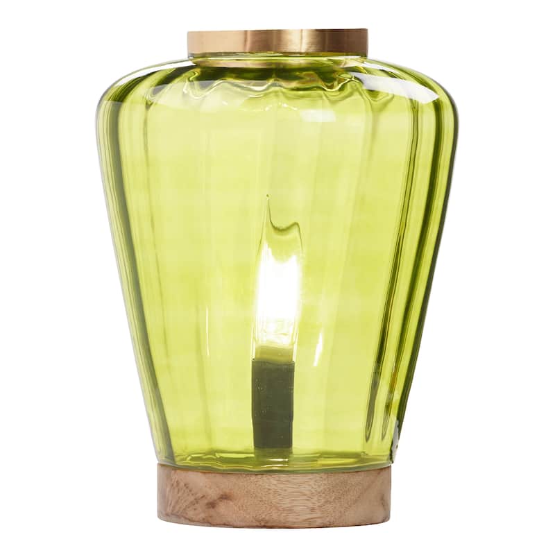 Lily River of Goods Chartreuse Green and Gold Glass 10.5-Inch Accent Lamp - 7.75" x 7.75" x 10.5" - 7.75" x 7.75" x 10.5" - Chartreuse/Gold/Rustic Tan