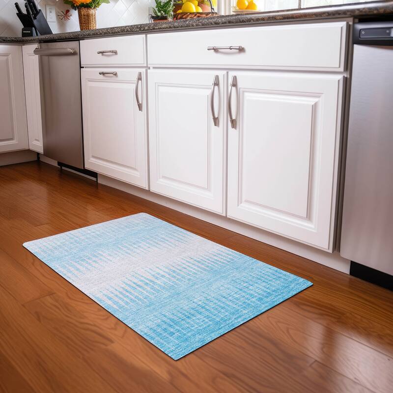 Premium Washable Super Soft Modern Spikes Mayfield Rug - Sky - 1'8" x 2'6"