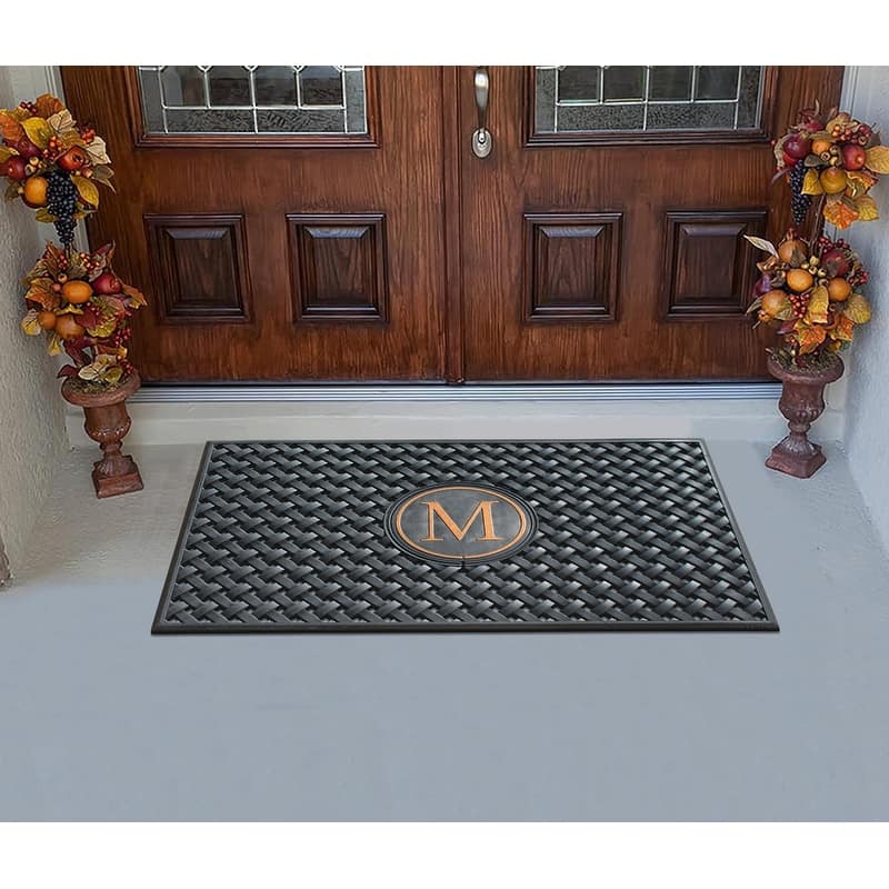 A1HC 100% Pure Rubber Monogrammed Front Door Mat 24" x39" Indoor Outdoor Doormat