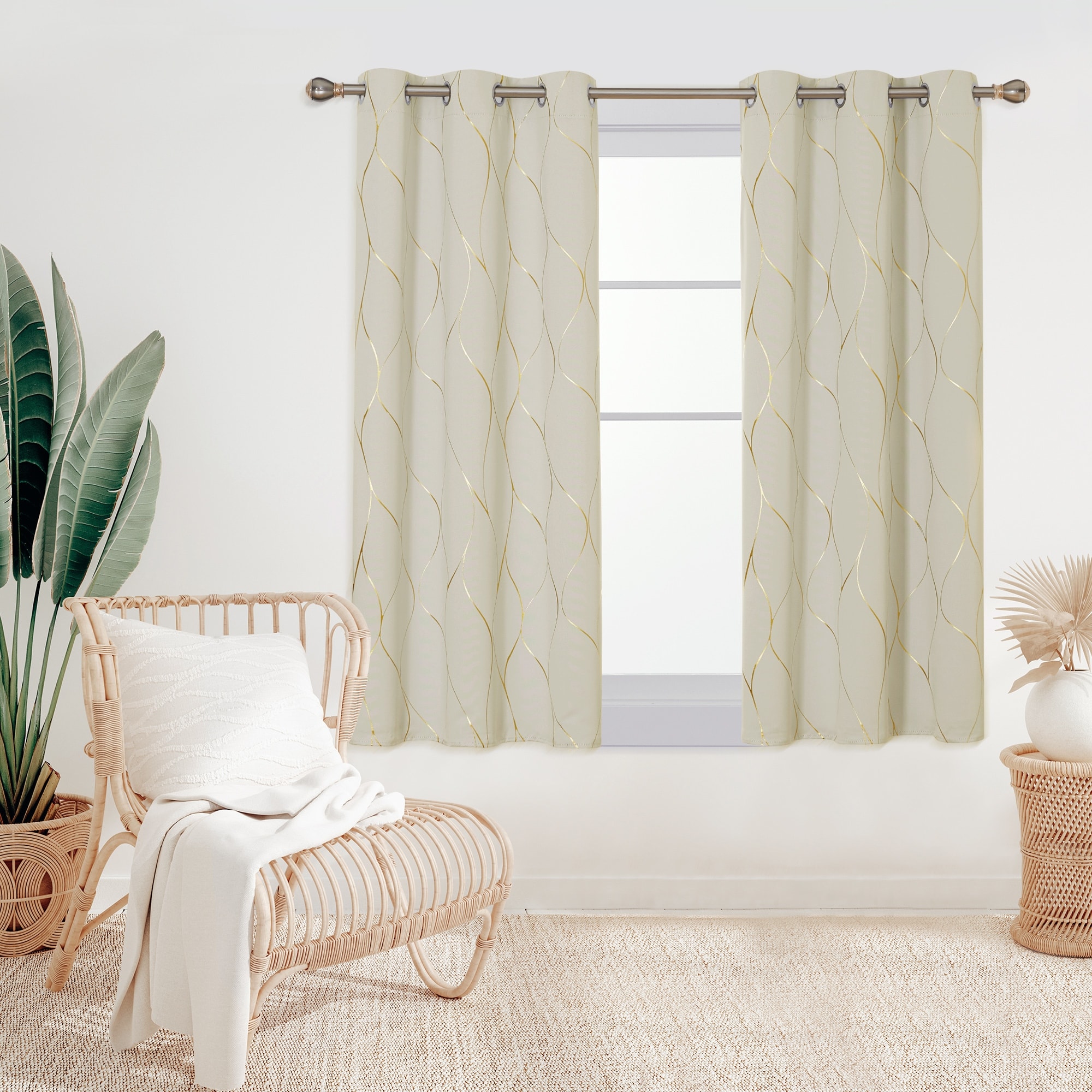 Deconovo Gold Line 42 Width Curtain Panel Pair (2 Panel)