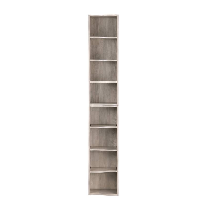 Anmytek 8 Layer Ultra Thin Tall Narrow Bookshelf Adjustable Shelves Wavy Border Design Home Office Display Rack