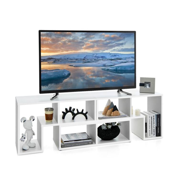 3 Pieces TV Stand Console Entertainment Center for TVs up To 65 Inch with Bookcase Shelves - 26.5" x 12" x 17" (L x W x H) - White