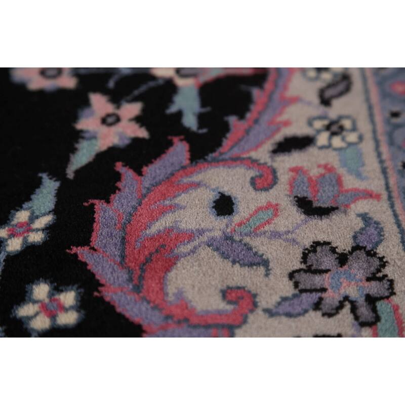 Black & Pink Tabriz Chinese Rug Hand-Knotted Wool Carpet - 6'0"x 9'0"