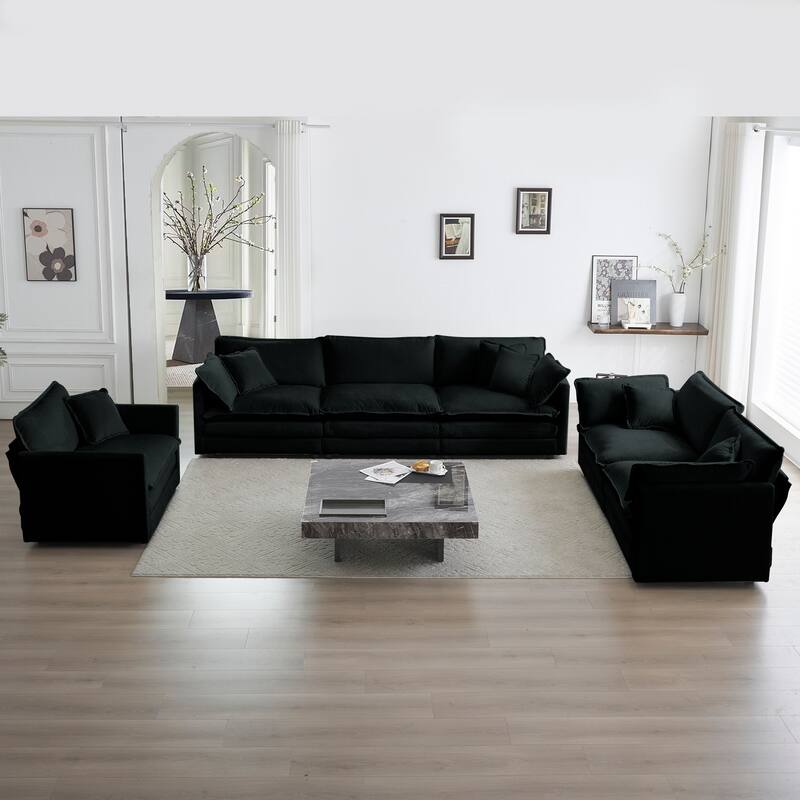 GDFStudio- Lingard Modular Chenille 3 Piece Sofa Set