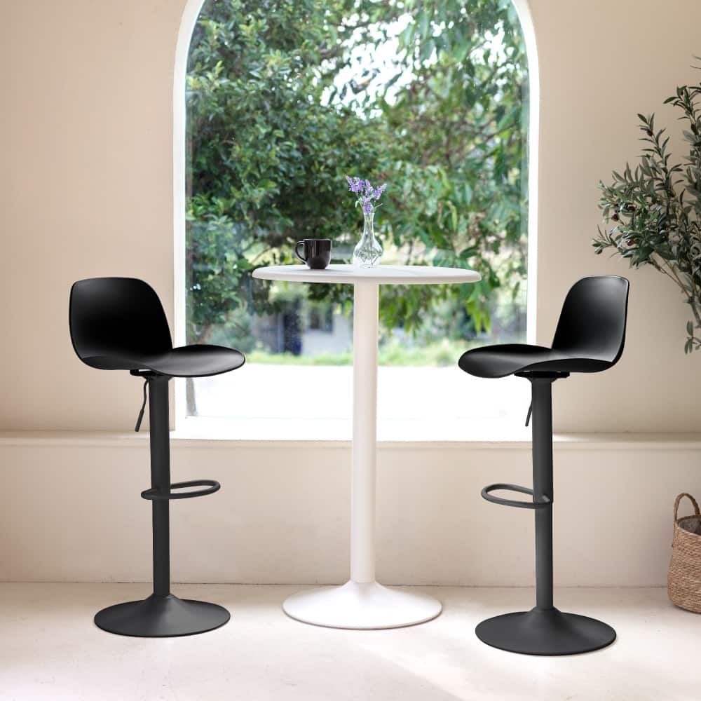 Koln Resin Adjustable Bar Stool with Metal Base, Set of 2