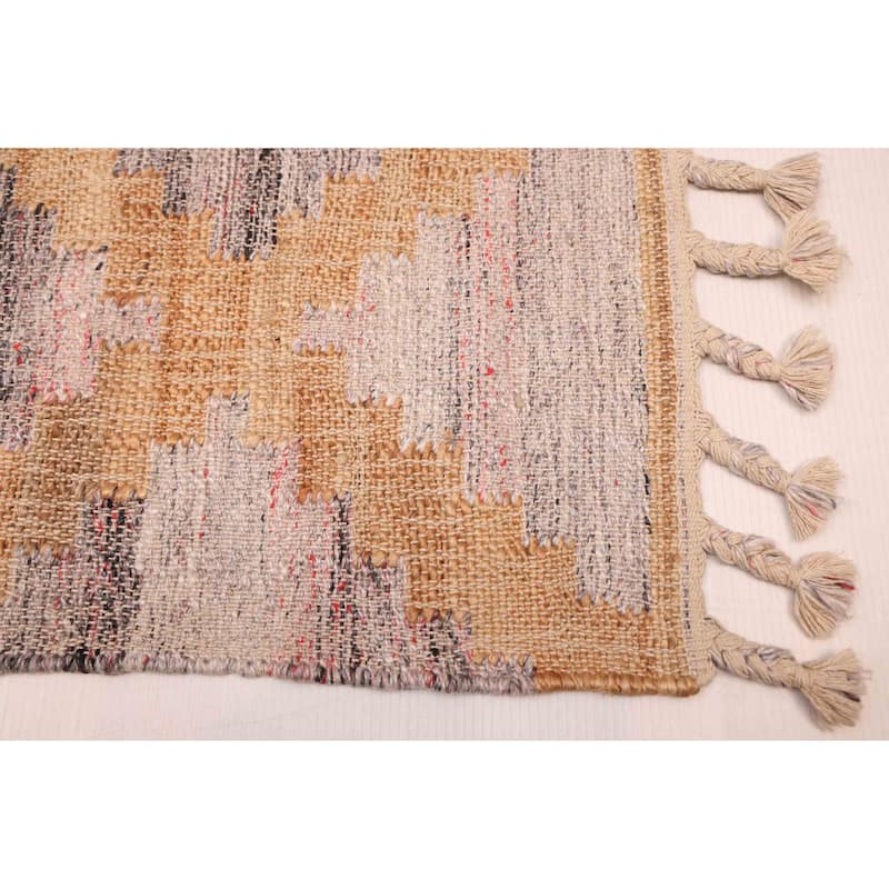 ECARPETGALLERY Flat-Weave Palas Denizli Tan Jute, Rayon Kilim - 5'4 x 7'5