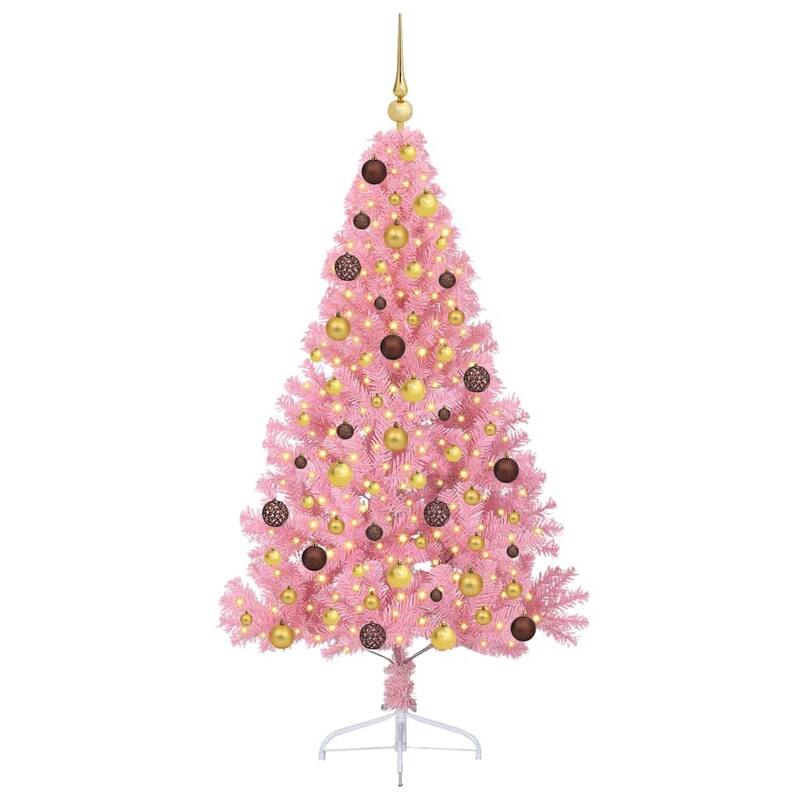 vidaXL Artificial Pre-lit Christmas Tree Pink in PVC - 59.06 in