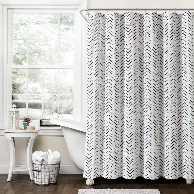 Lush Decor Hygge Modern Arrow Linen Look Shower Curtain Single - Black/White - 72" X 72"