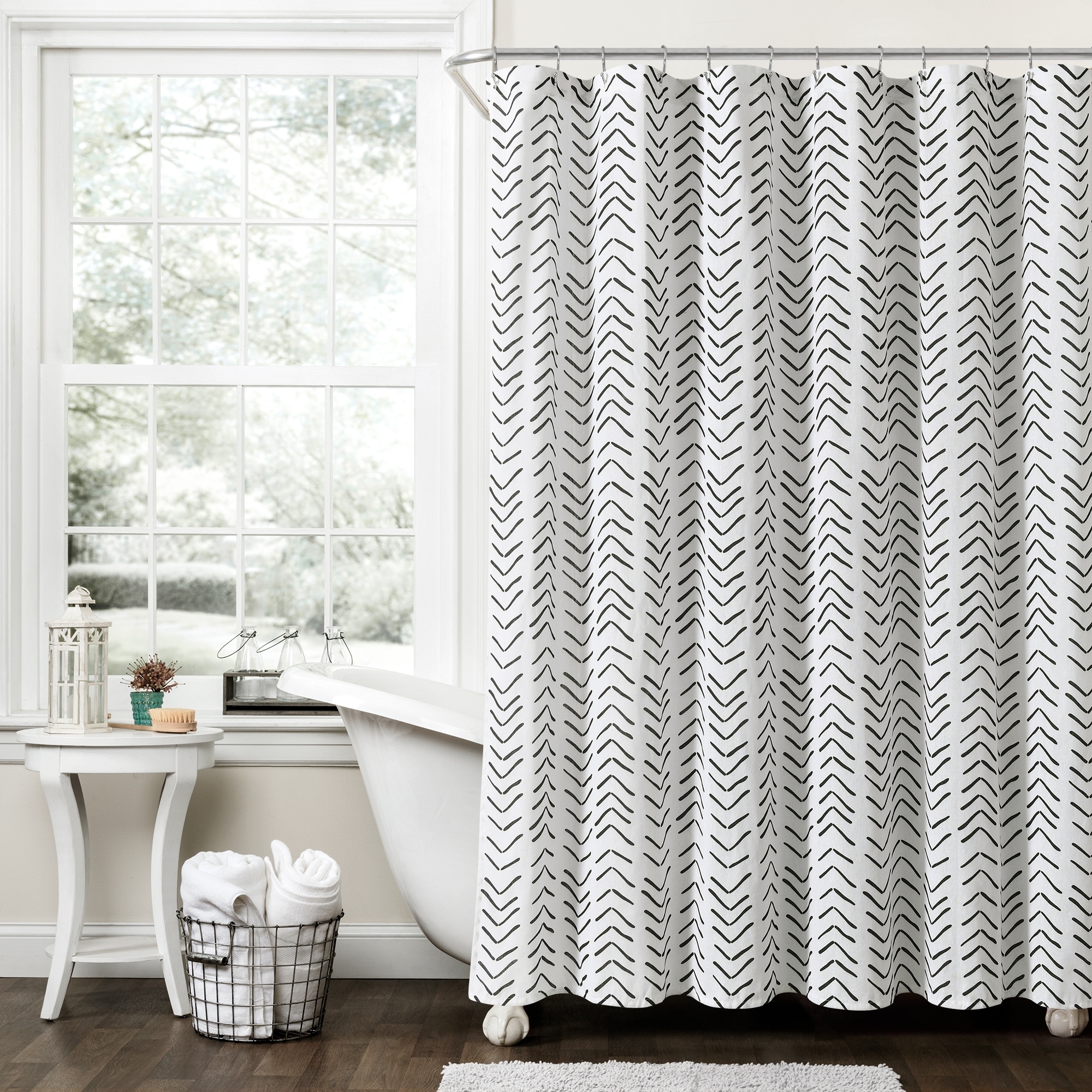 Lush Decor Hygge Modern Arrow Linen Look Shower Curtain Single