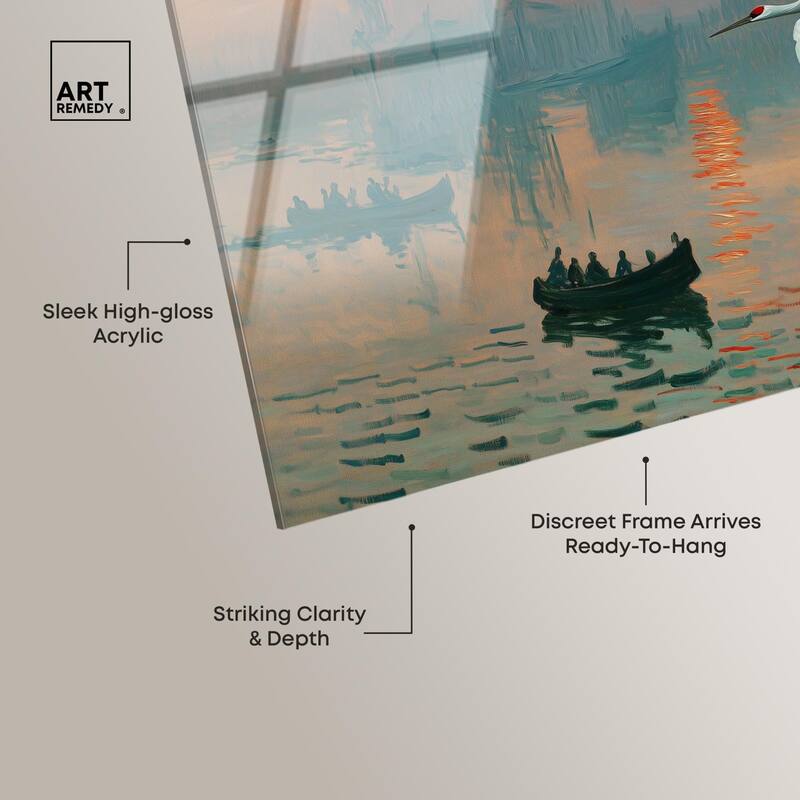 Crane Sunset Acrylic by Art Remedy, Ready to Hang