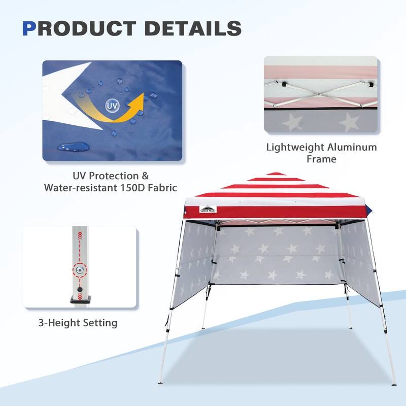 EAGLE PEAK Day Tripper 8x8 Aluminum Super-Lightweight Slant Leg Pop Up Canopy with 3 Removable Walls, Blue