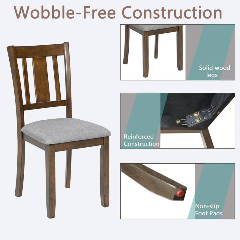 Wooden Dining Chairs Set of 4, Kitchen Chair with Padded Seat, Upholstered Side Chair for Dining Room, Living Room
