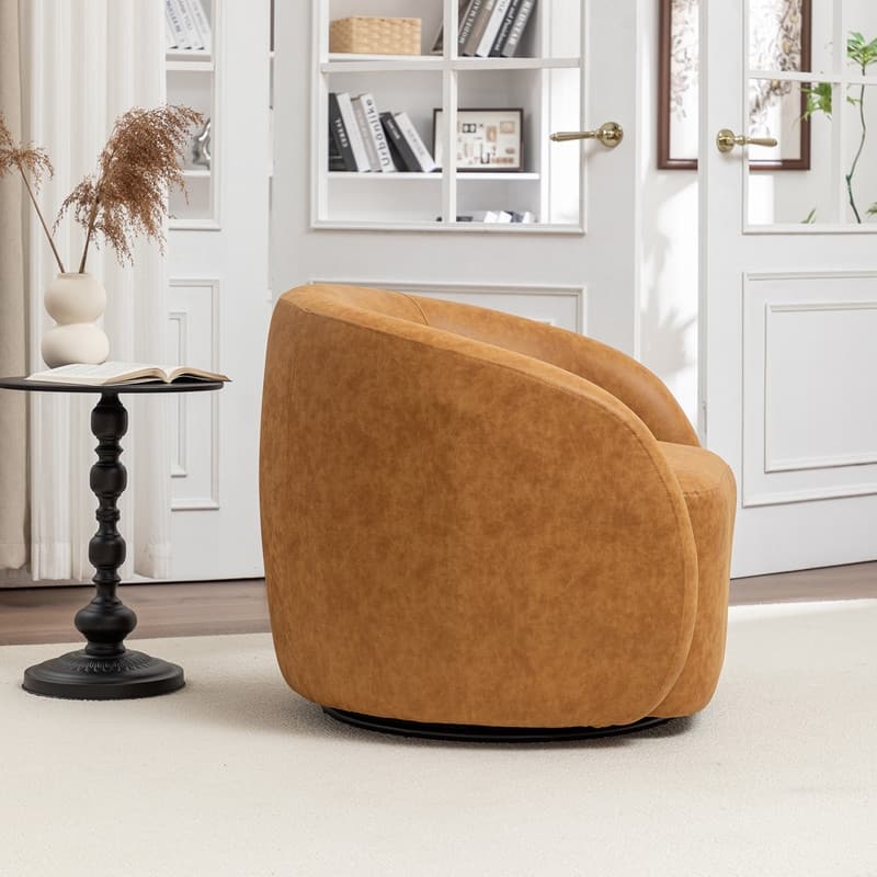 SEYNAR Modern Glam PU Leather 360 Degree Swivel Accent Armchair